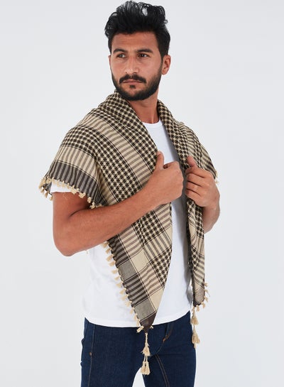 Buy Plaid Arabic Shemagh Scarf Brown/Black in UAE