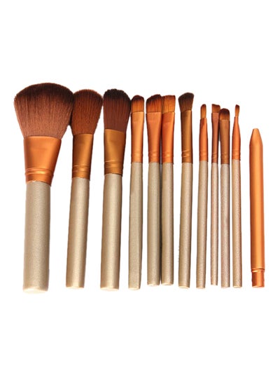 Buy 12-Piece Make-Up Brush Set Gold/Bronze in Saudi Arabia