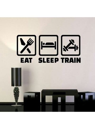 Buy Eat Sleep And Train Wall Sticker Black 45x60cm in Egypt