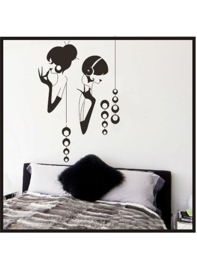 Buy Makeup Girls Wall Sticker Black/White 65x38cm in Egypt