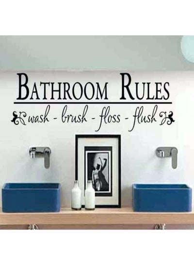 Buy Bathroom Rules Wall Sticker Black 45x60cm in Egypt