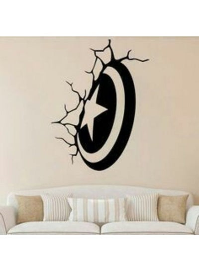 Buy Captain America Shield Printed Decorative Wall Sticker Black 120x80centimeter in Egypt