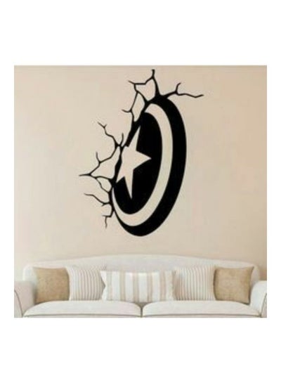 Buy Captain America Shield Print Wall Sticker Black 60x90cm in Egypt