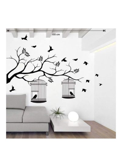 Buy Bird Cage 4 Print Wall Sticker Black 100x105centimeter in Egypt