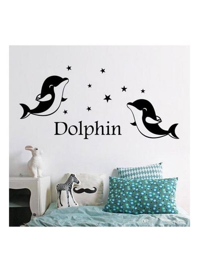 Buy Dolphins Designed Wall Sticker Black/White 116x52cm in Egypt