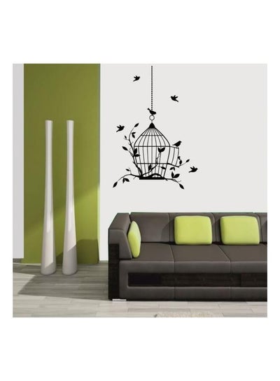 Buy Bird Cage Designed Wall Sticker Black 78x50cm in Egypt