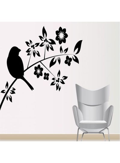 اشتري Birds And Flowers Designed Wall Sticker Black 116x52 سنتيمتر في مصر