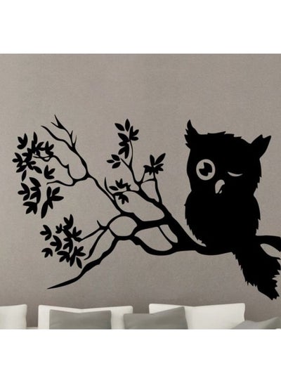 Buy Owl On A Branch Wall Sticker Black 90x60centimeter in Egypt