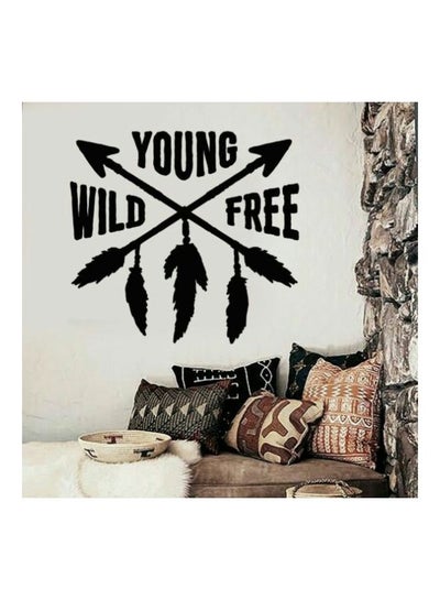 اشتري Young Wild And Free Wall Sticker Black 50x78 centimeter في مصر