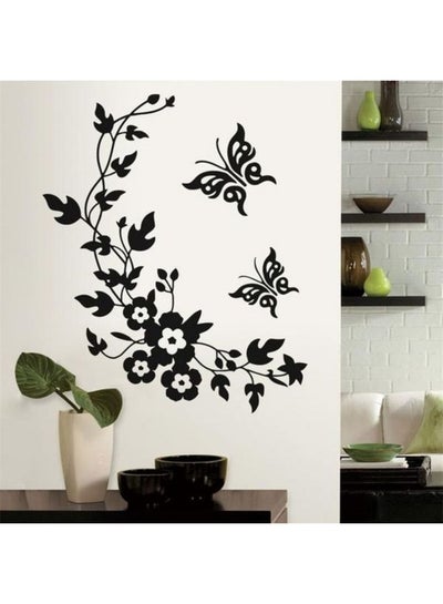 اشتري Flowers And Butterflies Wall Sticker Black 60x45 سنتيمتر في مصر