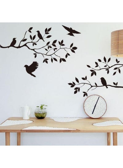 Buy Birds And Leaves Printed Wall Sticker Black 100x105cm in Egypt