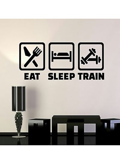 Buy Eat Sleep And Train Wall Sticker Black 60 x90cm in Egypt