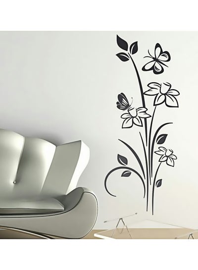 Buy Flowers Wall Sticker Black 36 x24centimeter in Egypt