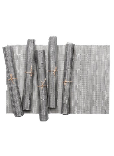 Buy 6-Piece Crossweave Placemat Set Grey 45 x 30centimeter in UAE