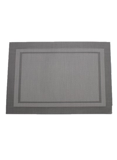 Buy 6-Piece Double Border Placemat Set Silver/ Grey 46 x 32centimeter in UAE