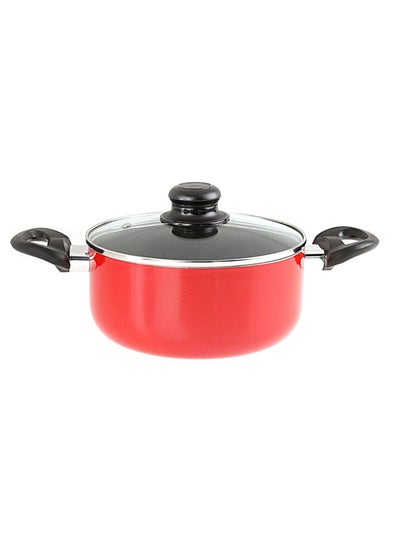 Buy Casserole With Lid Red/Clear/Black 20cm in UAE