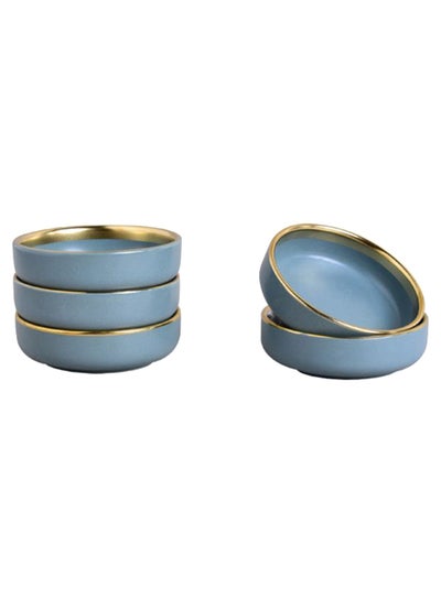 Buy 5-Piece Bowl Set Blue/Gold 8.8x8.8x2.5cm in UAE