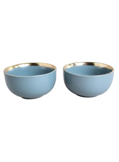 Buy 2-Piece Straight Mouth Bowl Set Blue 4.5inch in Saudi Arabia