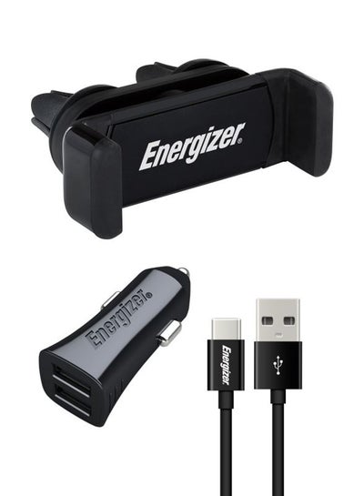 Buy Universal Car Charging Kit, 3 Piece Black in UAE