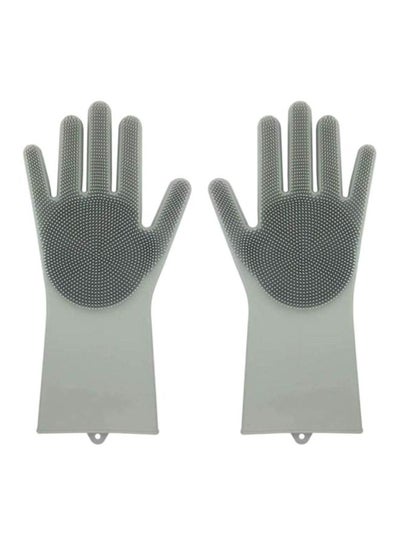 Buy 2-Piece Silicone Gloves Set Grey in Saudi Arabia