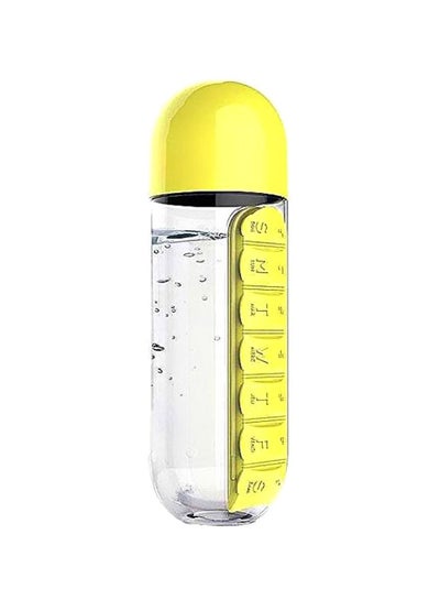 Buy Water Bottle With Pill Box Organizer Yellow/Clear 23 x7.5centimeter in Saudi Arabia