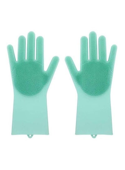 Buy 2-Piece Dishwashing Gloves Green 32.5 x 11.5centimeter in Saudi Arabia