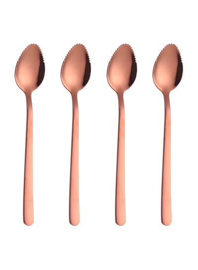 Buy 4-Piece Stainless Steel Spoon Set Rose Gold 17cm in UAE