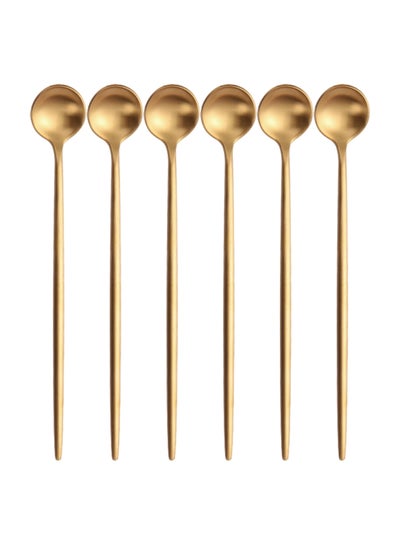 Buy 6-Piece Iced Tea Spoons Gold 20centimeter in Saudi Arabia