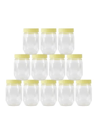 Buy 12-Piece Plastic Jar Set Clear/Yellow in UAE