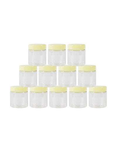 Buy 12-Piece Plastic Jar Set Clear/Yellow in Saudi Arabia