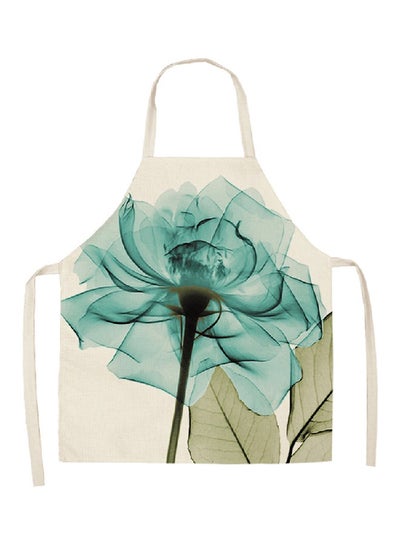 Buy Water Resistant Printed Household Apron Blue/Green/White 68x55centimeter in Saudi Arabia