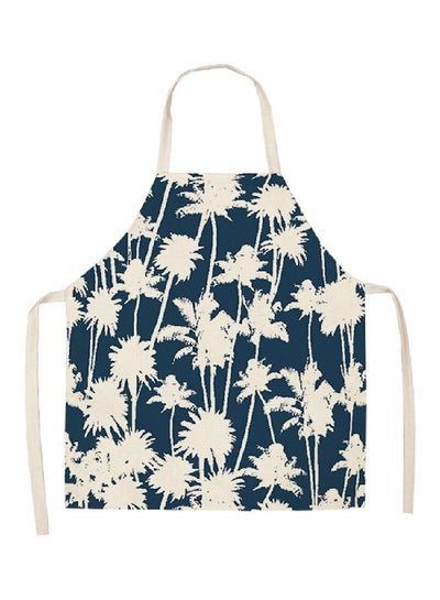 Buy Printed Household Apron Blue/Beige 68x55cm in UAE