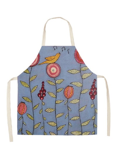 Buy Printed Household Cotton Apron Blue/Yellow/Red 68x55cm in Saudi Arabia