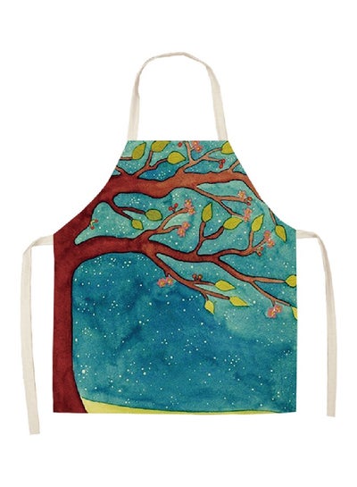 Buy Printed Household Cotton Apron Blue/Brown/Yellow 68x55cm in Saudi Arabia