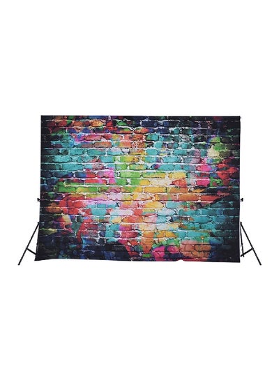 Buy Digital Printed Colorful Doodle Scribble Brick Wall Pattern Photography Background Green/Blue/Orange in UAE