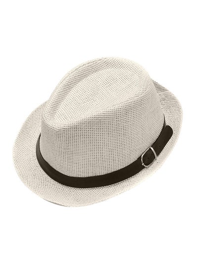 اشتري قبعة من القش بتصميم رائع مع سوار من الجلد الصناعي كريمي/أسود في السعودية