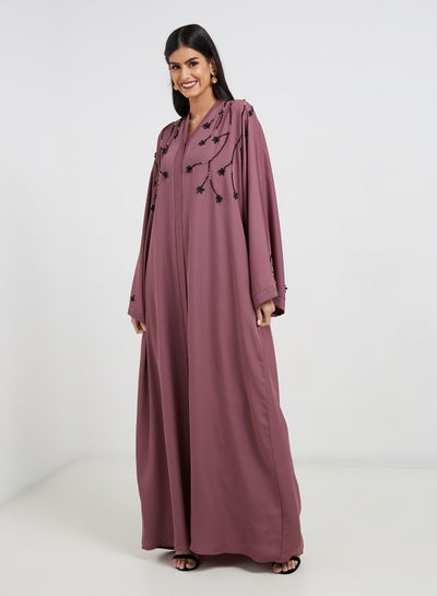 Buy Embroidered Pattern Abaya Pink in UAE