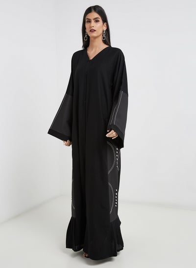 Buy Embroidered Pattern Abaya Black in UAE