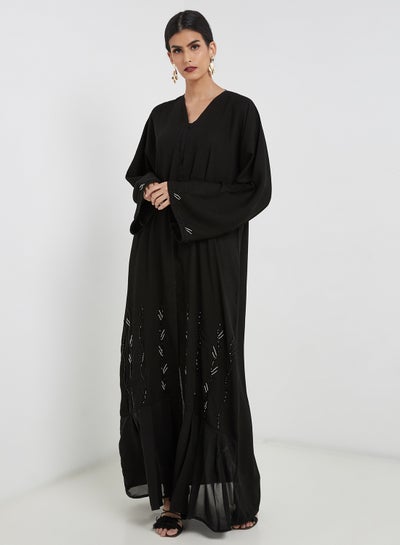 Buy Embroidered Pattern Abaya Black in UAE