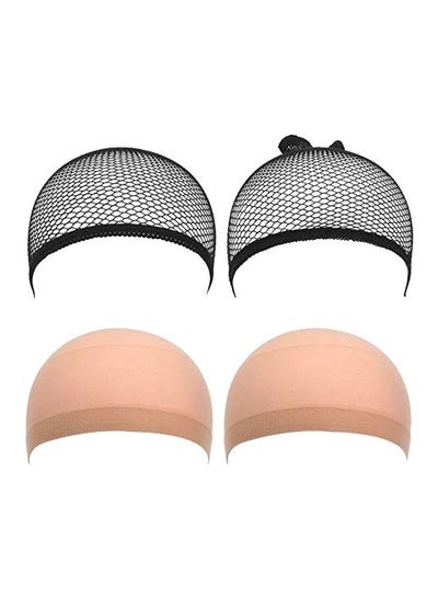 اشتري 4-Piece Nylon And Mesh Wig Cap بيج / أسود في الامارات