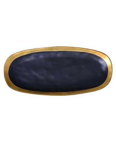 Buy Phnom Penh Elliptical Plate Black/Gold 12inch in UAE