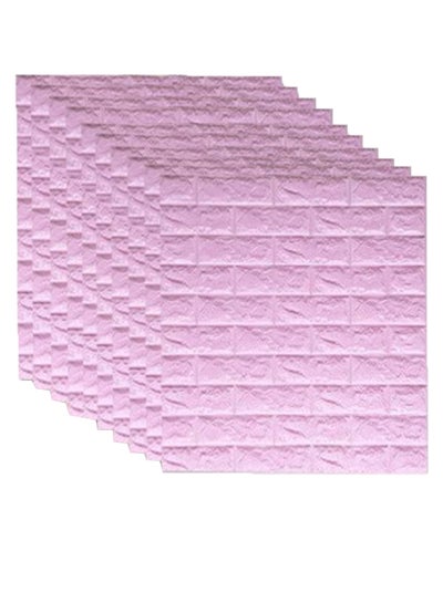 Buy 3D Brick Design Waterproof Wall Covering Wallpaper Purple 70 x 77cm in Saudi Arabia