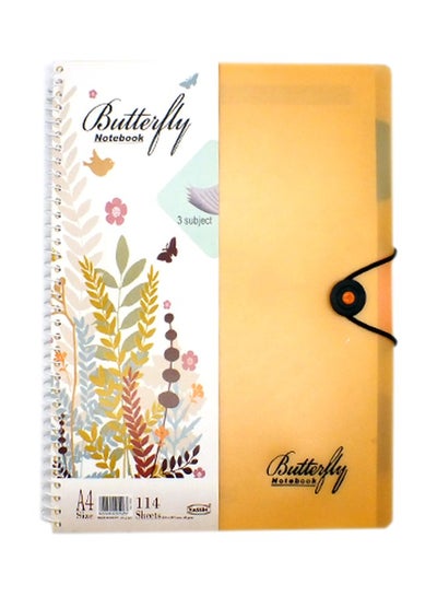 اشتري 3-Subject Butterfly Notebook Yellow/White/Brown في مصر