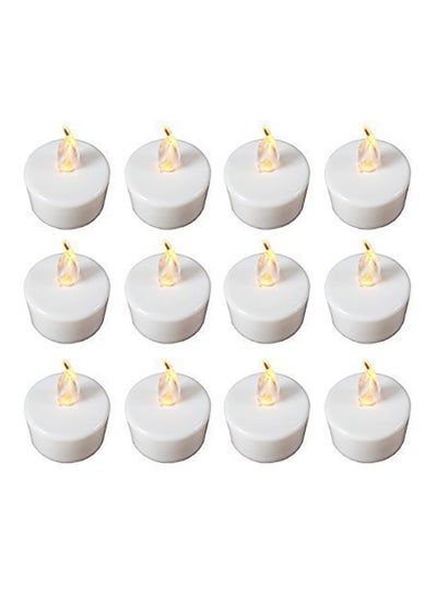 اشتري 12-Piece LED Battery Operated Tea Light Set White 2.3x3.7cm في مصر