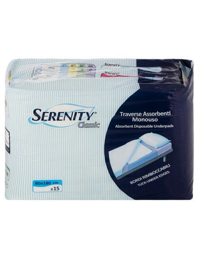 اشتري 15-Piece Classic Night Absorbent Disposable Underpads 80 x 180 سنتيمتر في الامارات