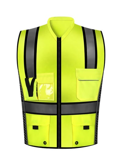 Buy Reflective Safety Vest Fluorescent Yellow/Black L in Saudi Arabia