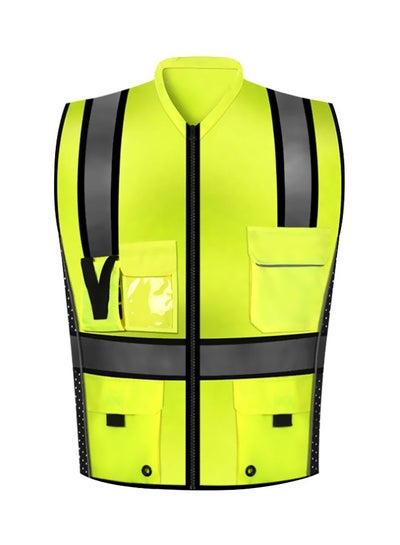 Buy Reflective Safety Vest Fluorescent Yellow/Black M in Saudi Arabia