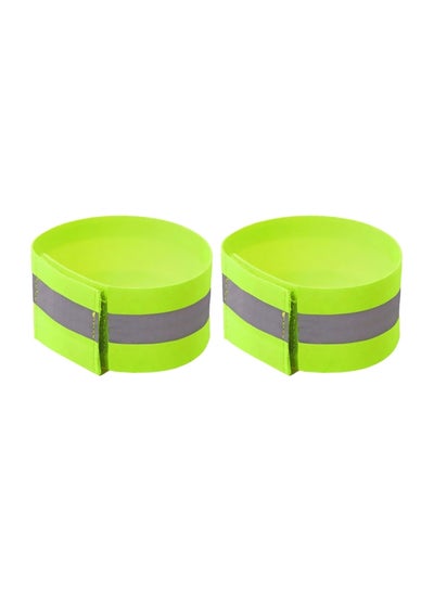 Buy 2-Piece Reflective Safety Riding Band Set Fluorescent Green/Grey L in UAE