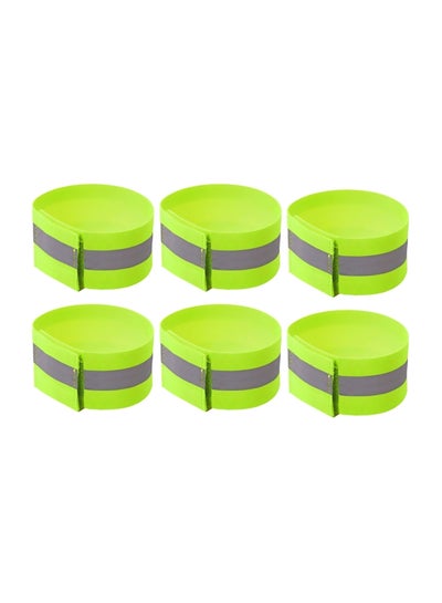 Buy 6-Piece Reflective Safety Riding Band Set Fluorescent Green/Grey L in UAE