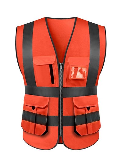Buy High Visibility Reflective Safety Vest Red/Grey in UAE